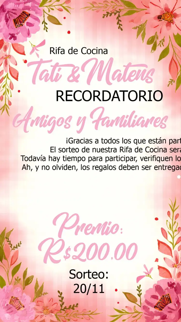 Invitación Recordatorio Té Chá Rifa De Cocina Floral Novios – tema Despedida de Soltera floral, rosa, marsala, moderno, elegante, romántico