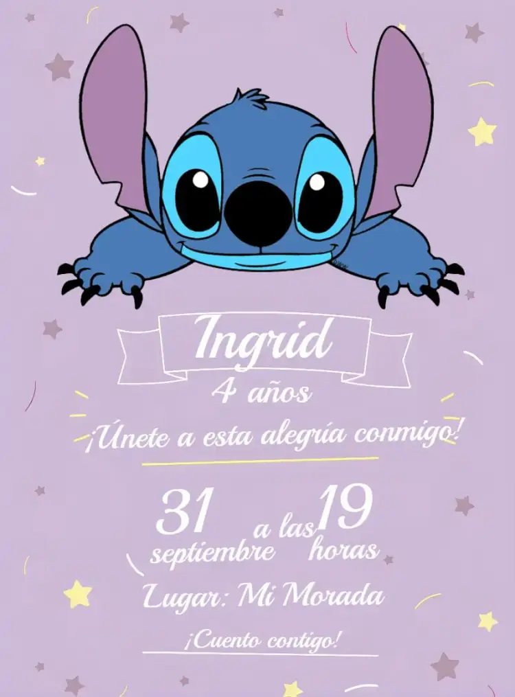 Invitación Stitch Blanco – tema Más buscados minimalista, moderno, delicado, elegante, divertido