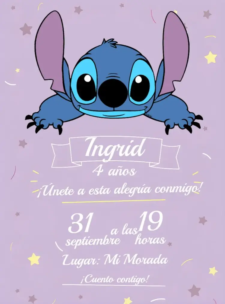 Invitación Stitch Blanco