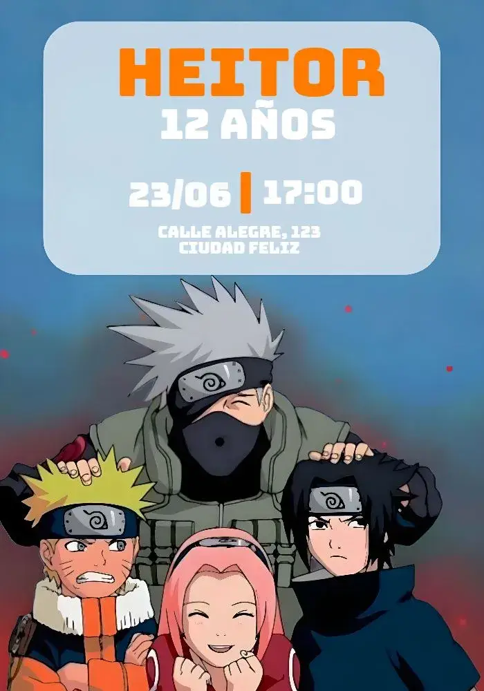 Invitación Naruto Kakashi