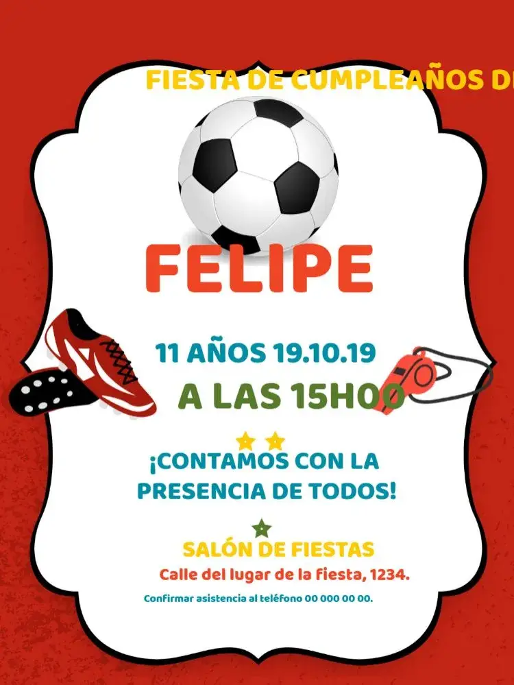 Invitación Fútbol Bola Césped