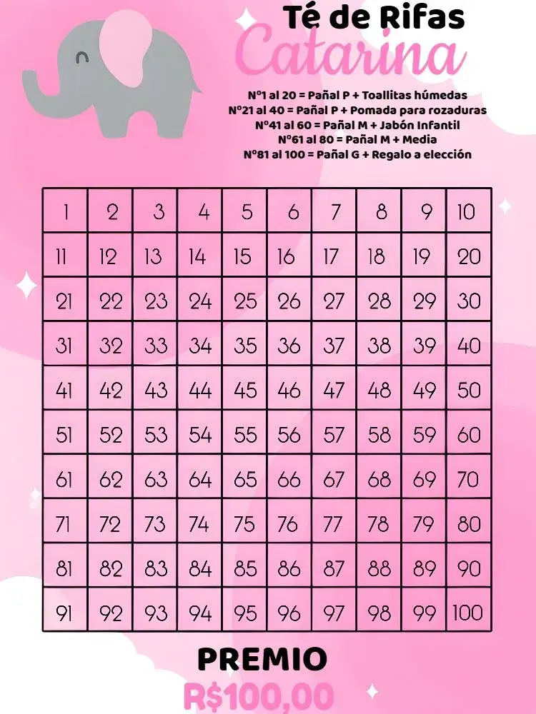 Invitación Baby Elephant Diaper Raffle Tea