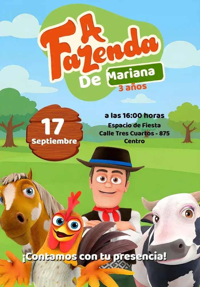 Invitación La Granja De Zenón Animales