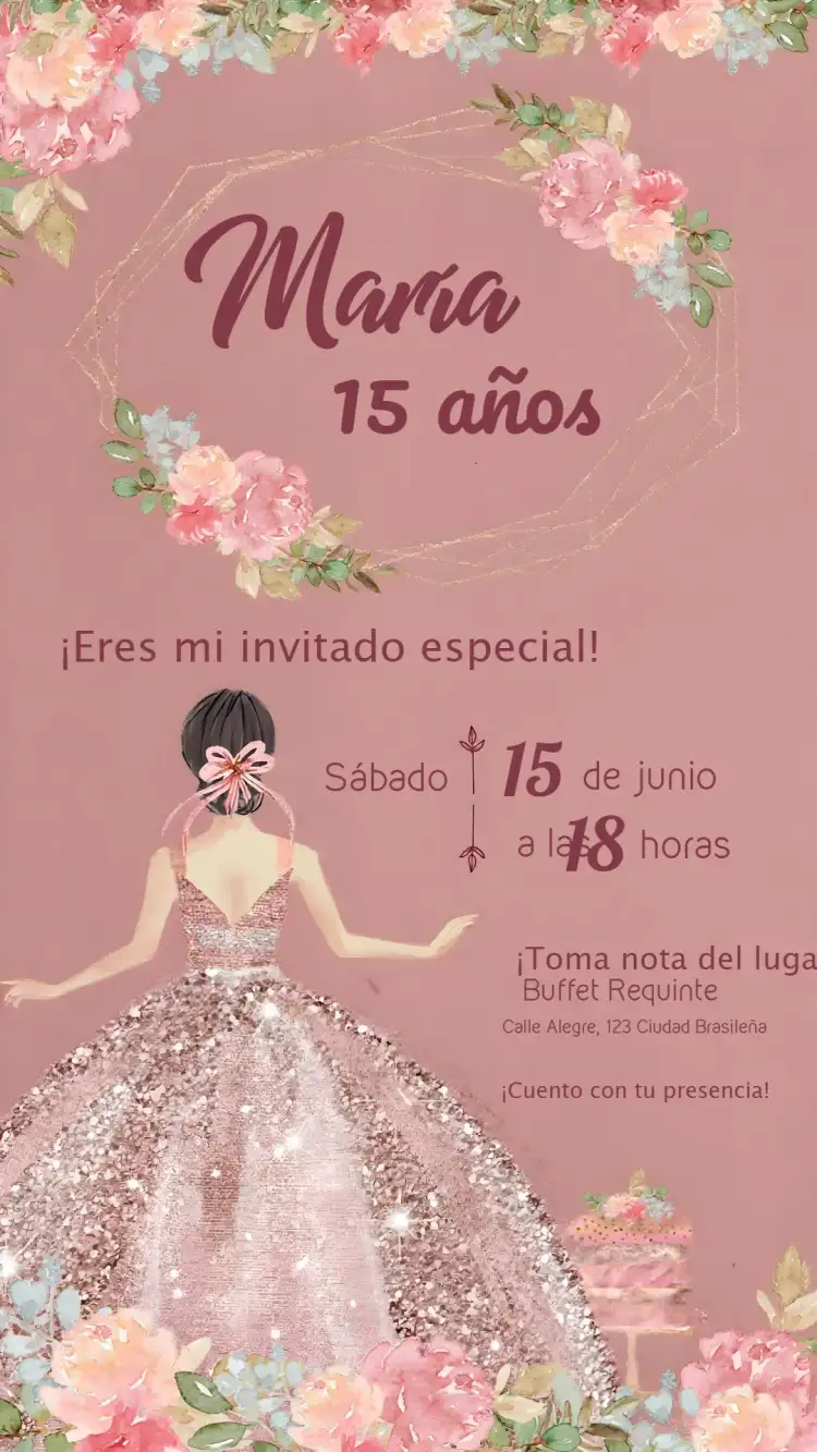 15 Años Floral Princesa Debutante