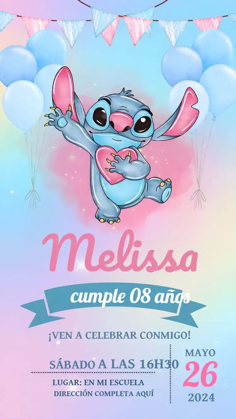 Invitación Stitch Dibujo