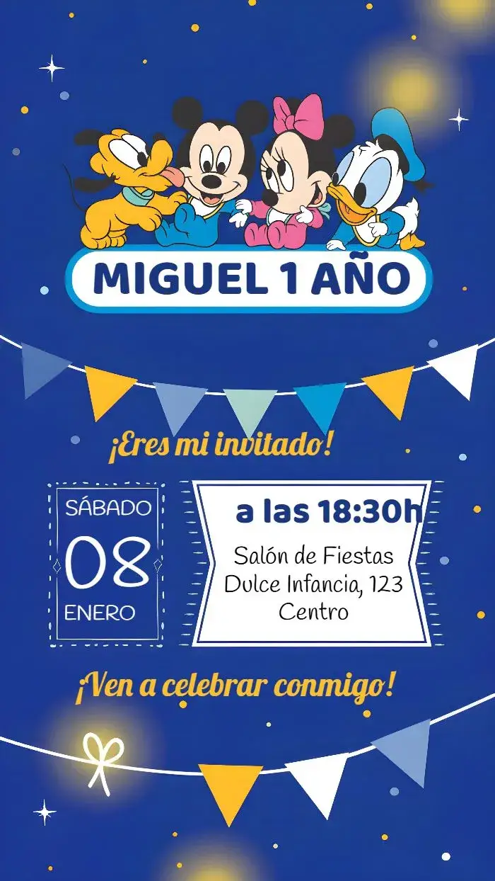 Invitación Turma Mickey Mouse Baby Donald