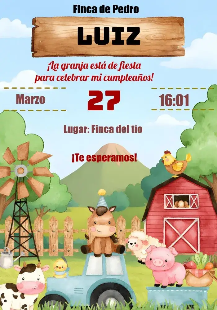Invitación Granja Roja