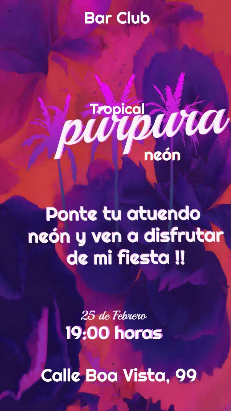 Invitación Visita Neon – tema Fechas Conmemorativas neón, moderno, vibrante, morado, blanco, digital