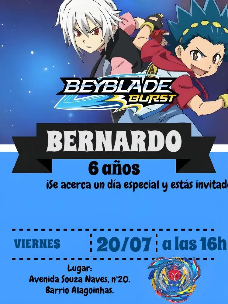 Invitación Beyblade Bayblade