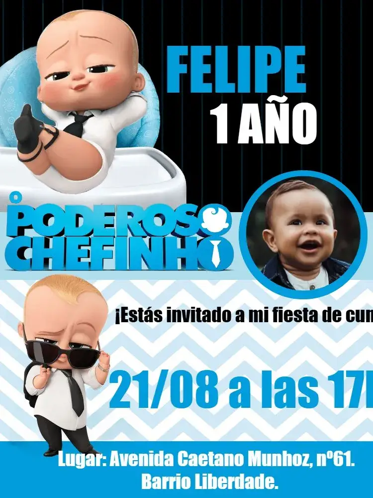 Invitación Jefe Poderoso Con Foto Boss editable y personalizable