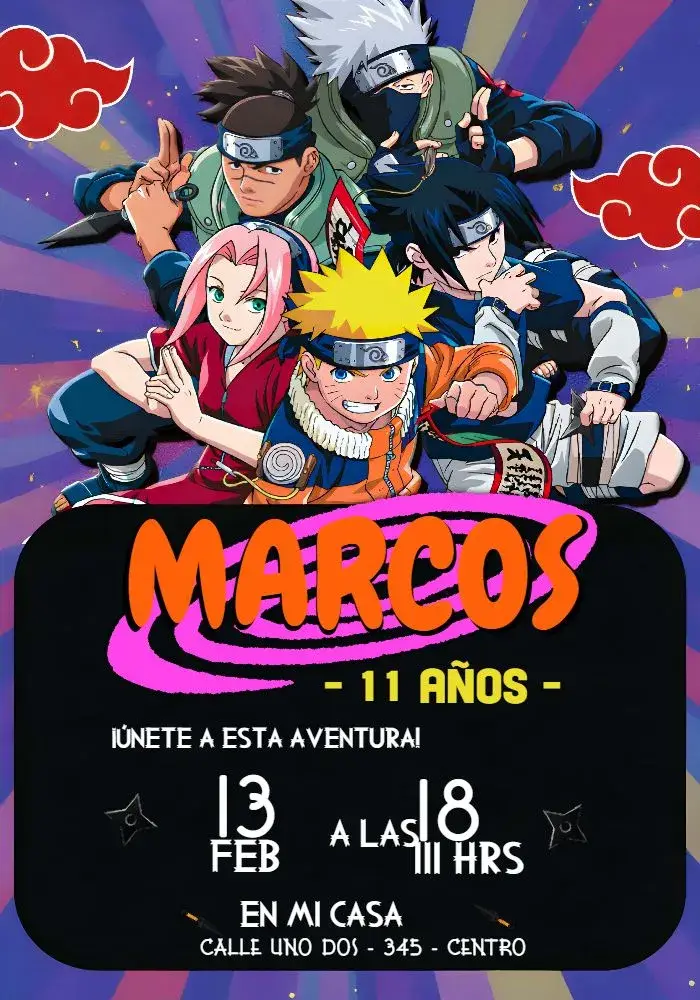 Invitación Naruto Amarillo