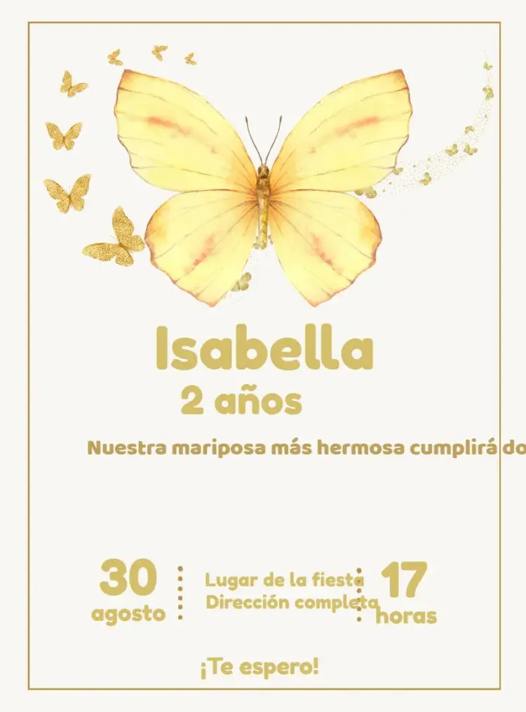Invitación Mariposa Amarilla Encantada