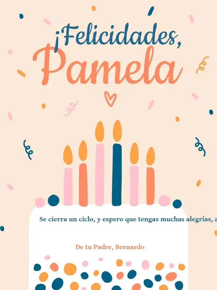 Invitación Tarjeta Con Mensaje De Felicitación/Pastel Feliz Beige – tema Tarjeta beige, naranja, azul, moderno, festivo, colorido