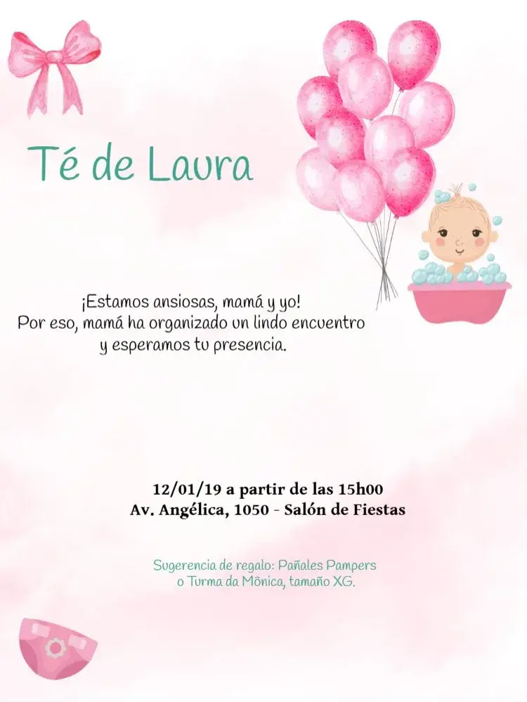 Invitación Baby Shower Niña Animalitos