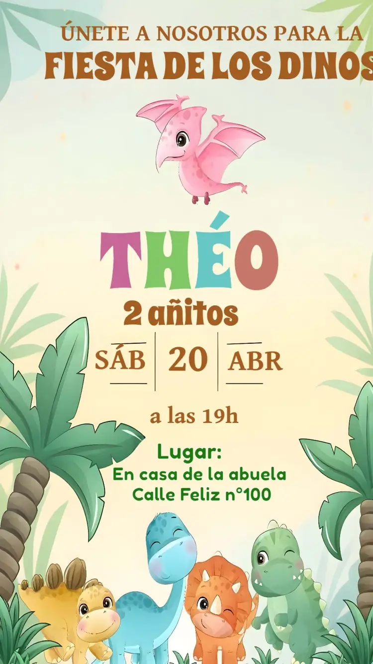 Invitación Dino Baby Infantil