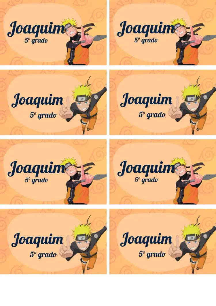 Invitación Etiqueta Escolar Naruto Da