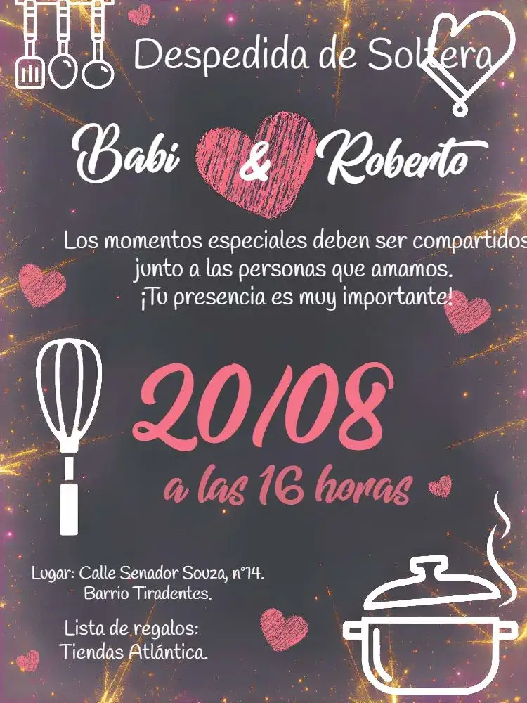 Invitación Artículos para Despedida de Soltera – tema Despedida de Soltera pizarra, moderno, delicado, divertido, cocina, minimalista