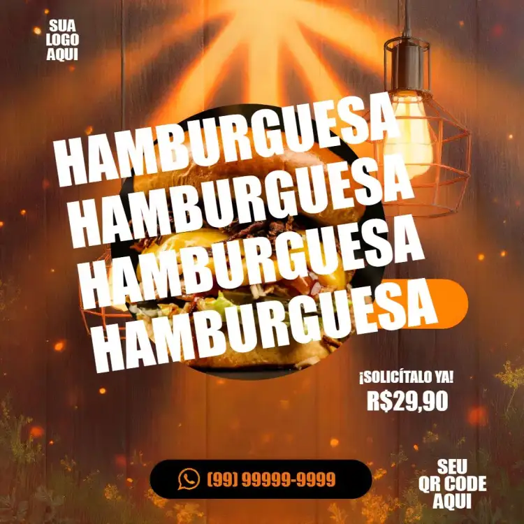Invitación Publicación Para Hamburguesería Hamburguesa – tema Más buscados moderno, divertido, minimalista, urbano, colorido