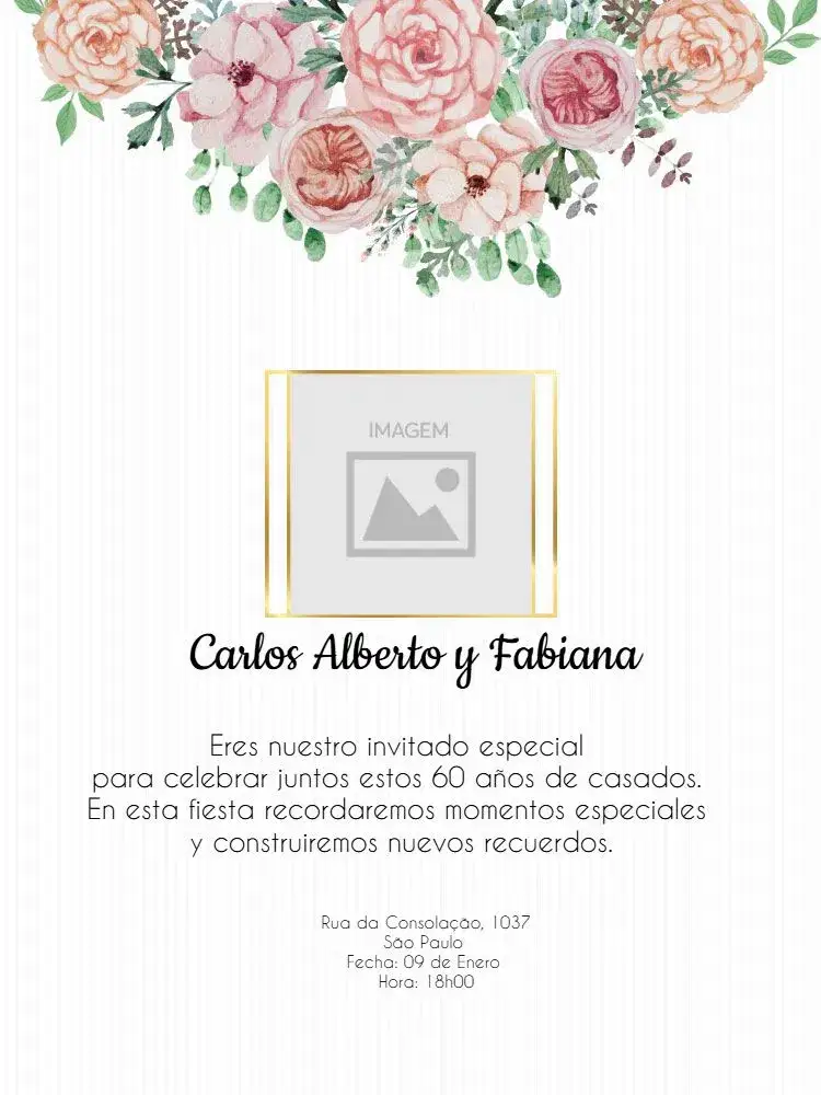 Invitación Bodas De Diamante Online – tema Boda clásico, elegante, floral, primavera, árabe, delicado