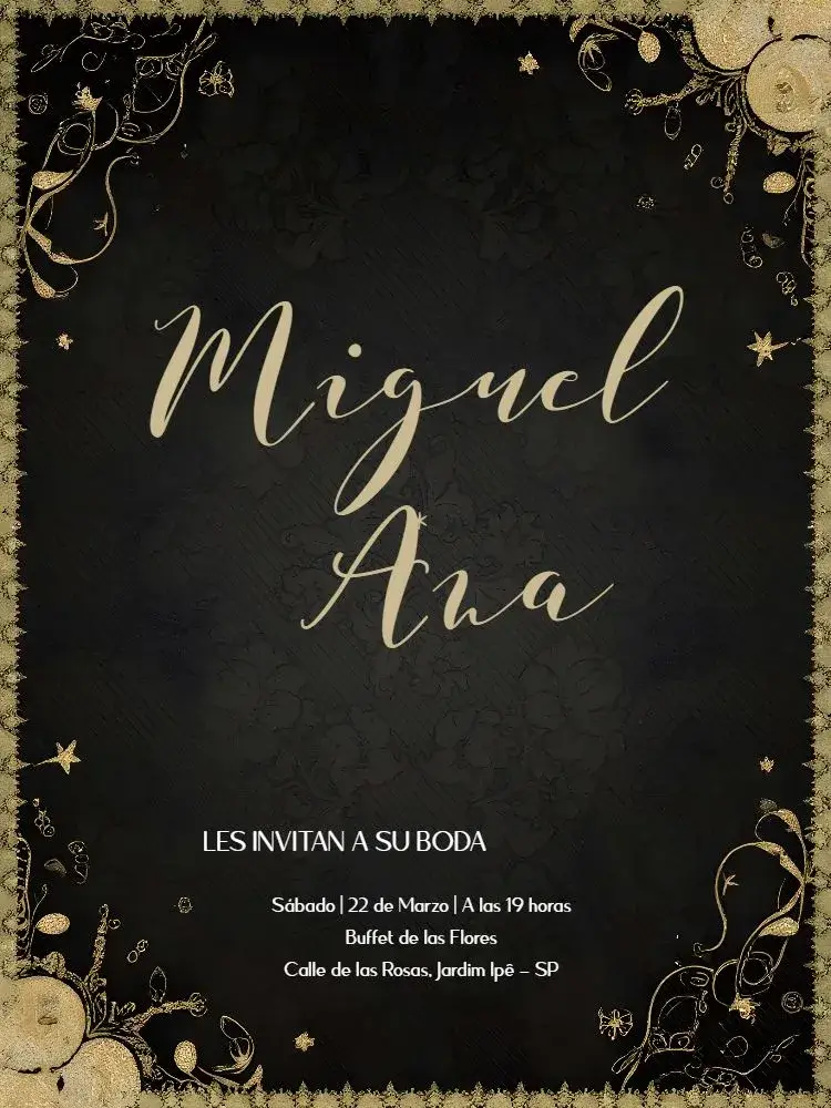Invitación Boda Arabescos Negro