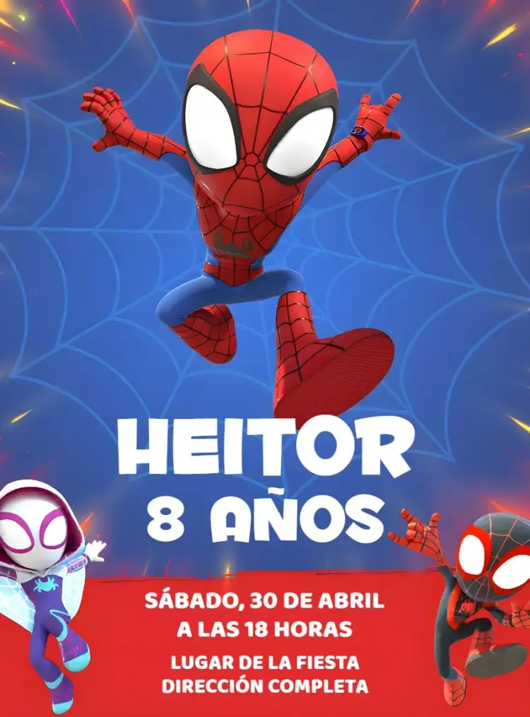 Invitación Spidey Hombre Araña Espectaculares