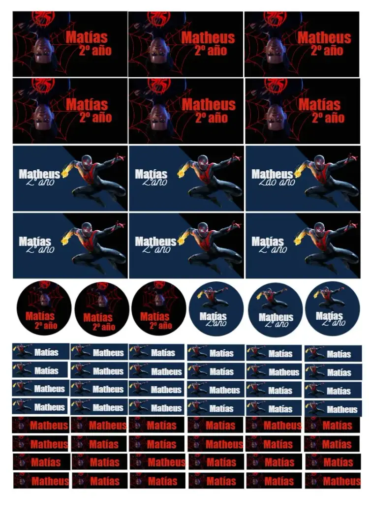 Invitación Etiqueta Escolar Spider-Man En el Spider-Verse Miles Morales Etiqueta