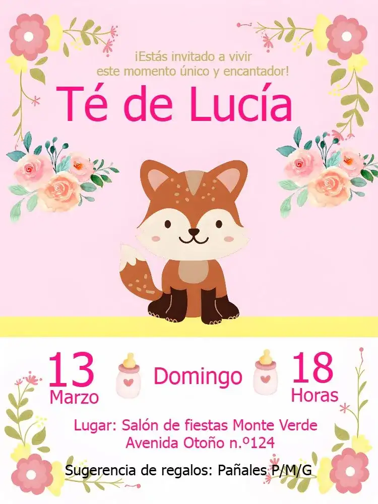 Baby Shower Zorro Rosa Biberón
