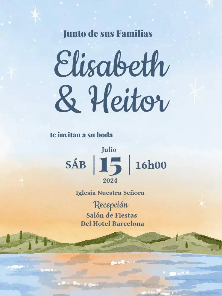 Invitación Boda Playera Romántica Verde