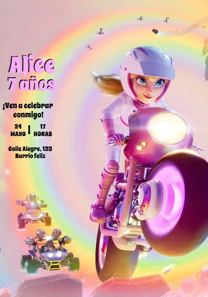 Invitación Princesa Peach Mario