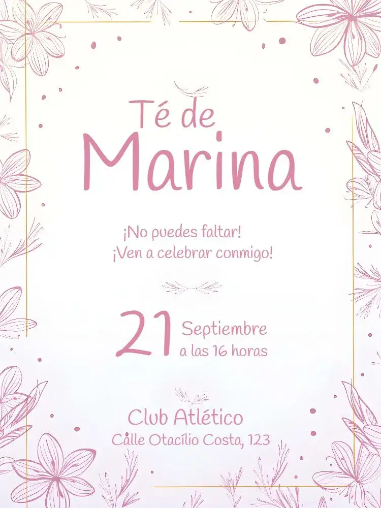 Invitación Despedida de Soltera Rosa – tema Despedida de Soltera floral, rosa, delicado, moderno, elegante, feminino