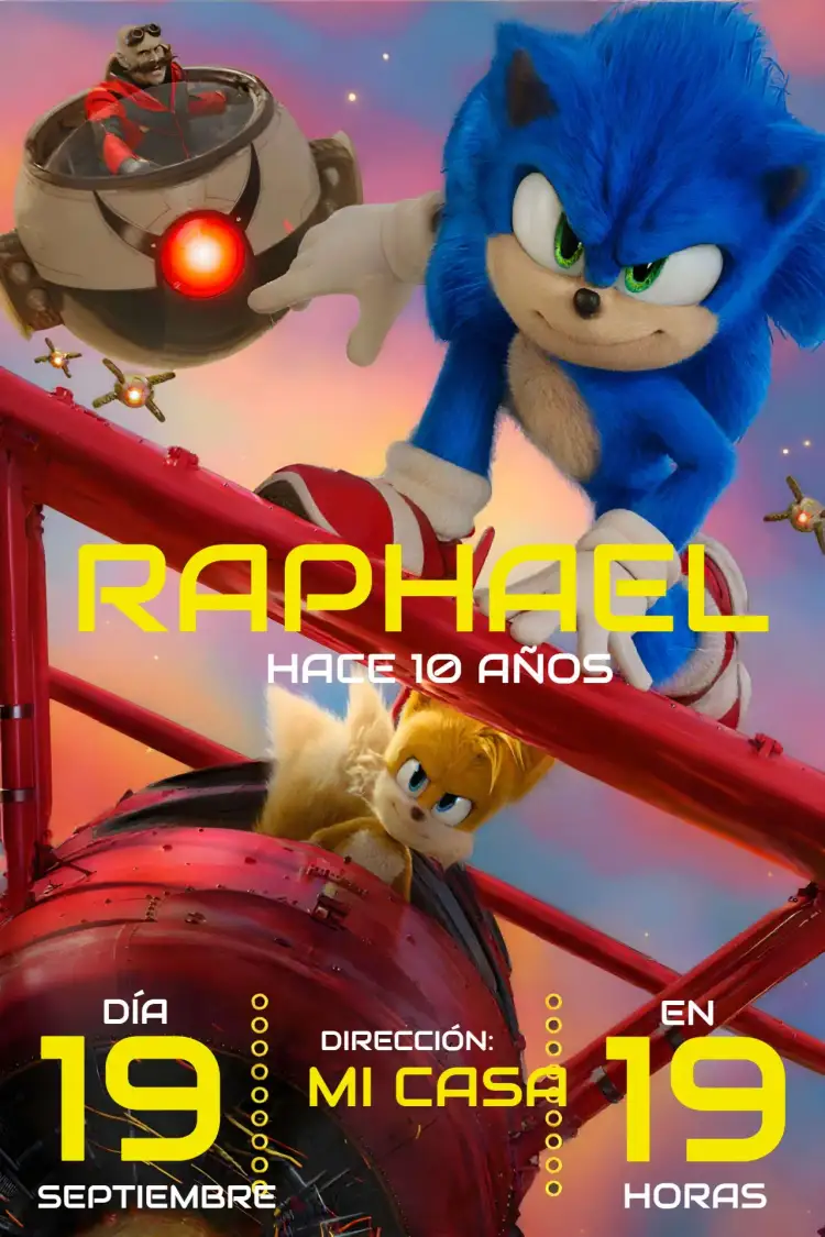 Invitación Sonic Sega – tema Más buscados colorido, juegos, moderno, temático, divertido