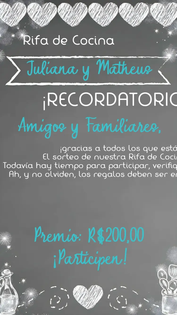 Invitación Despedida de soltera Pizarra Tiza Rifa