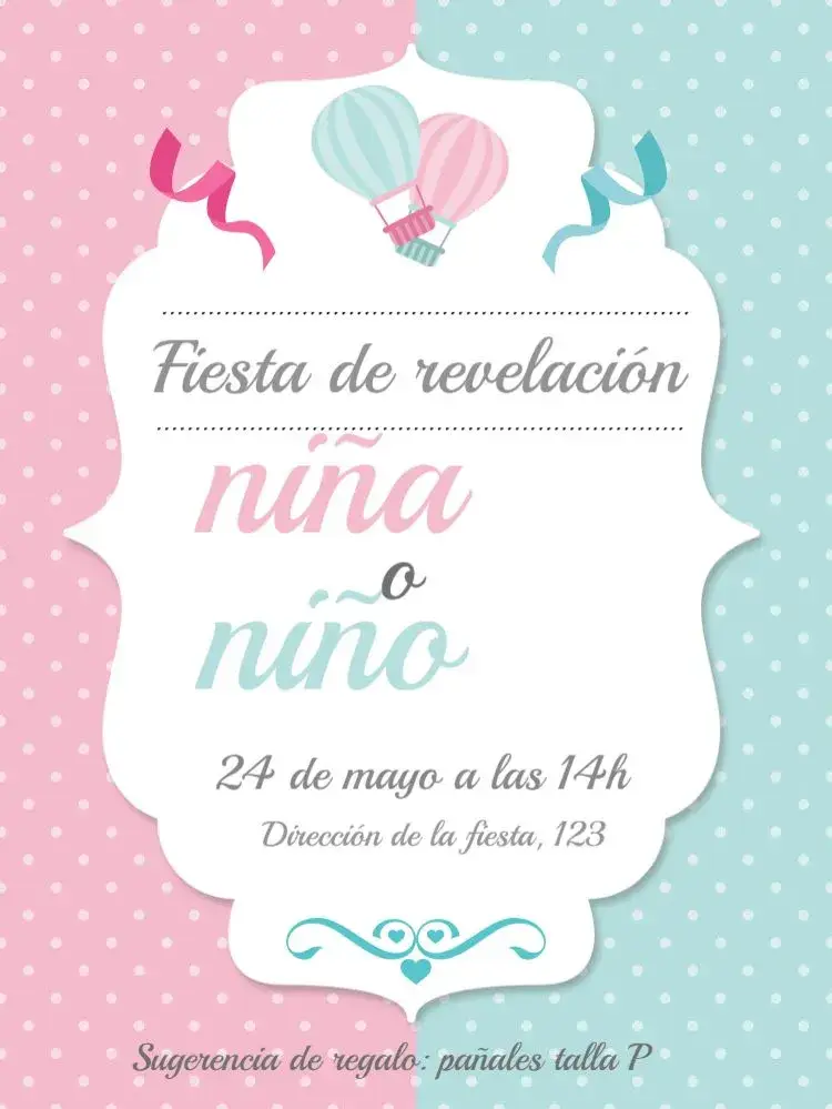 Invitación Baby Shower Revelación Celebración