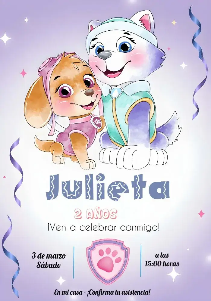 Invitación Patrulla Canina Morado