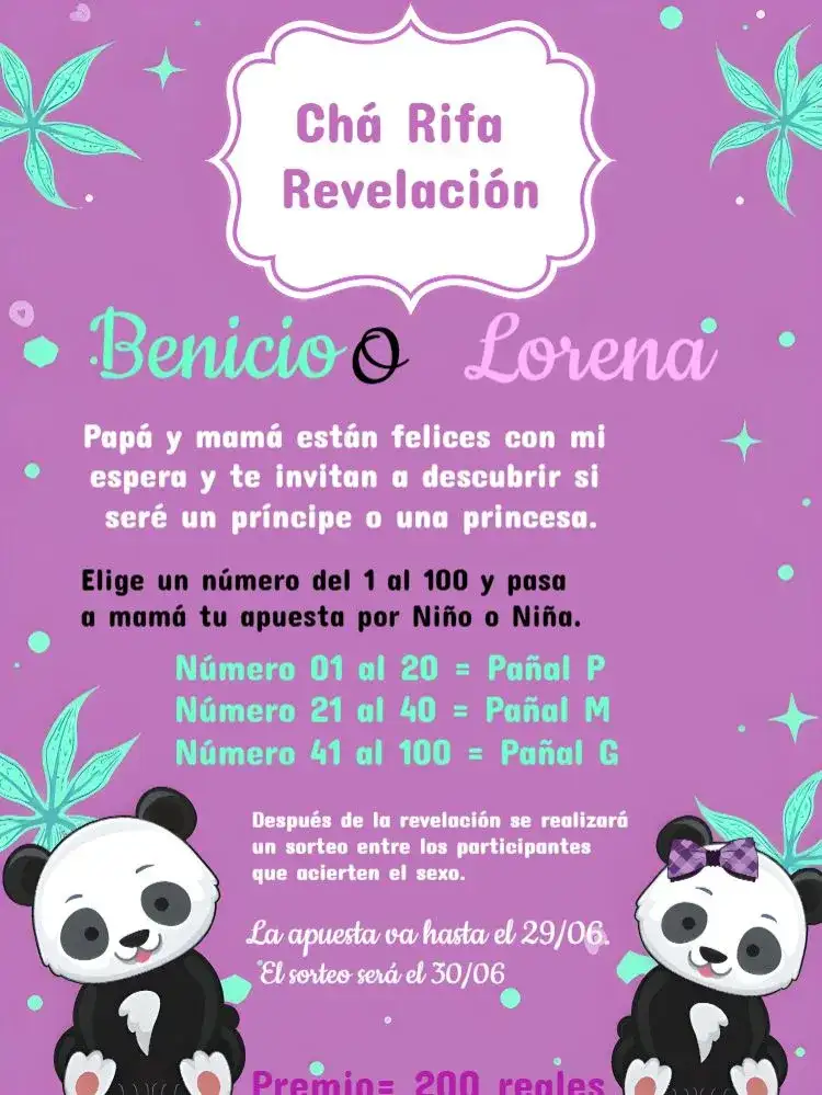 Té Rifa Revelación Panda Revelación