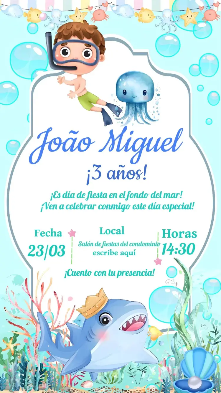 Invitación Fondo Del Mar Pulpo
