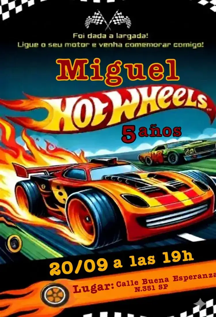 Invitación Digital Autos Hot Wheels