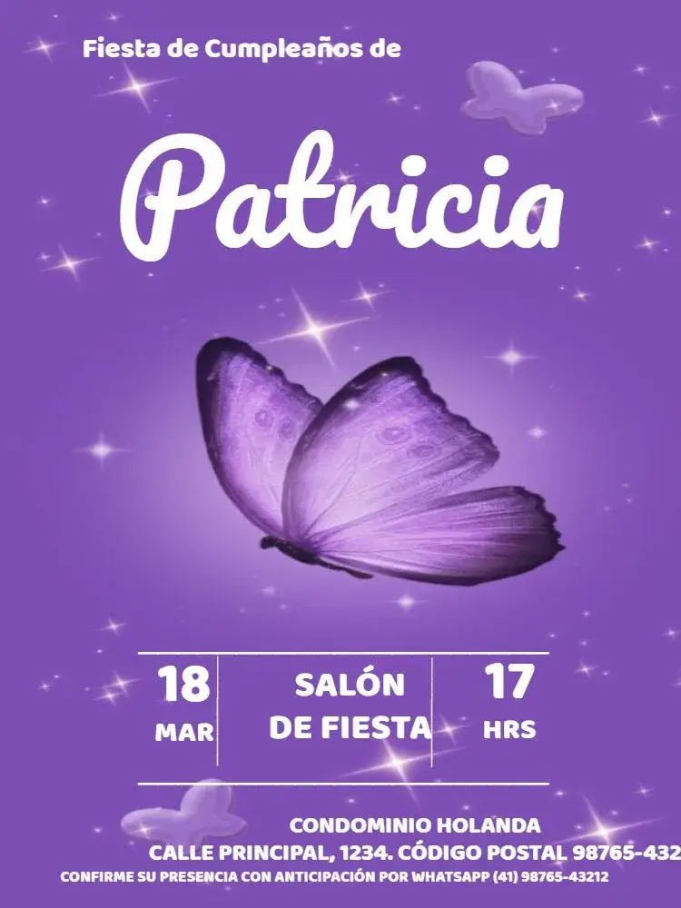 Invitación Mariposa Azul Para Editar Claro editable y personalizable