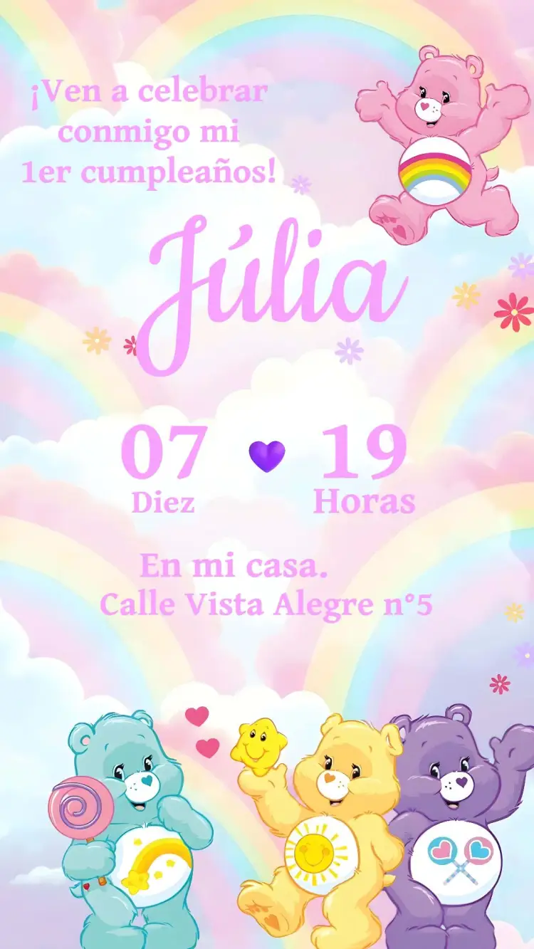 Invitación Ositos Cariñosos Rosa