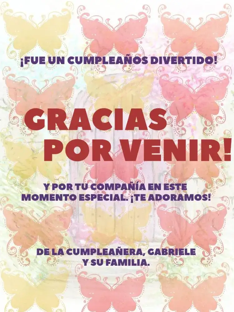 Tarjeta De Agradecimiento Presencia Mariposas Floral