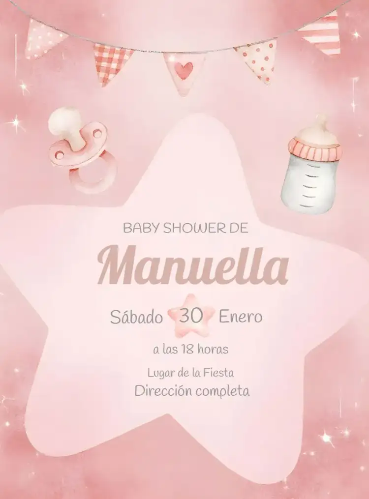 Baby Shower Estrella Acuarela Pañales