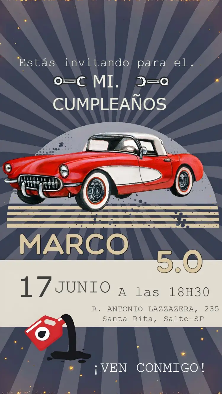 Invitación Coche Antiguo Hombre