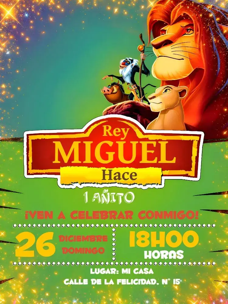 Invitación Rey León Marrón