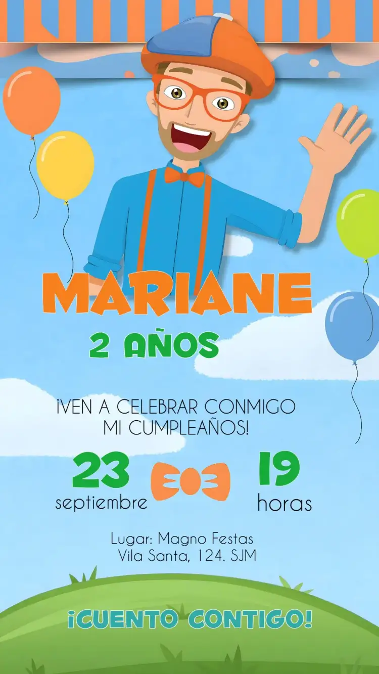 Invitación Blippi Colorido – tema Más buscados colorido, divertido, infantil, temático, vibrante