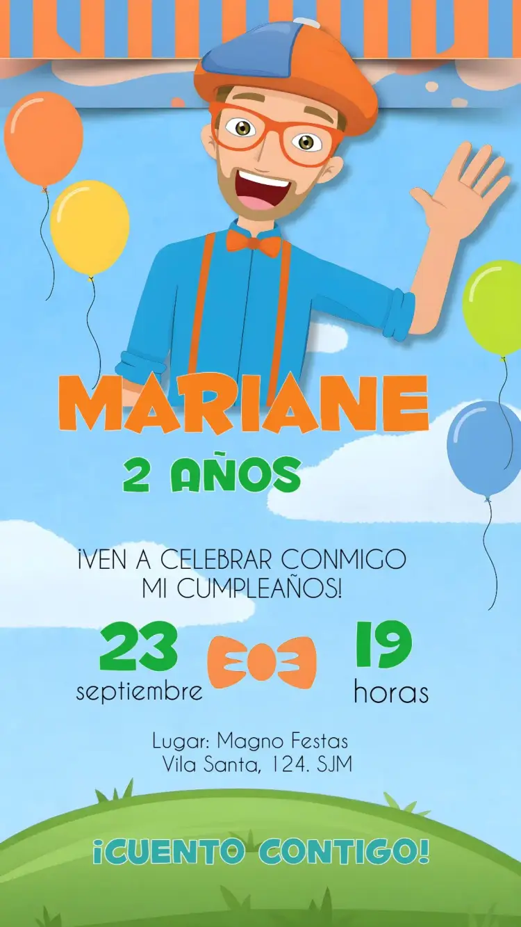 Invitación Blippi Colorido
