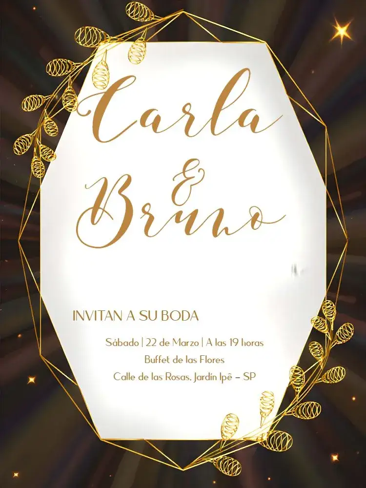 Invitación Boda Ramos Raminhos – tema Boda elegante, moderno, gris y dorado, floral, minimalista, romántico