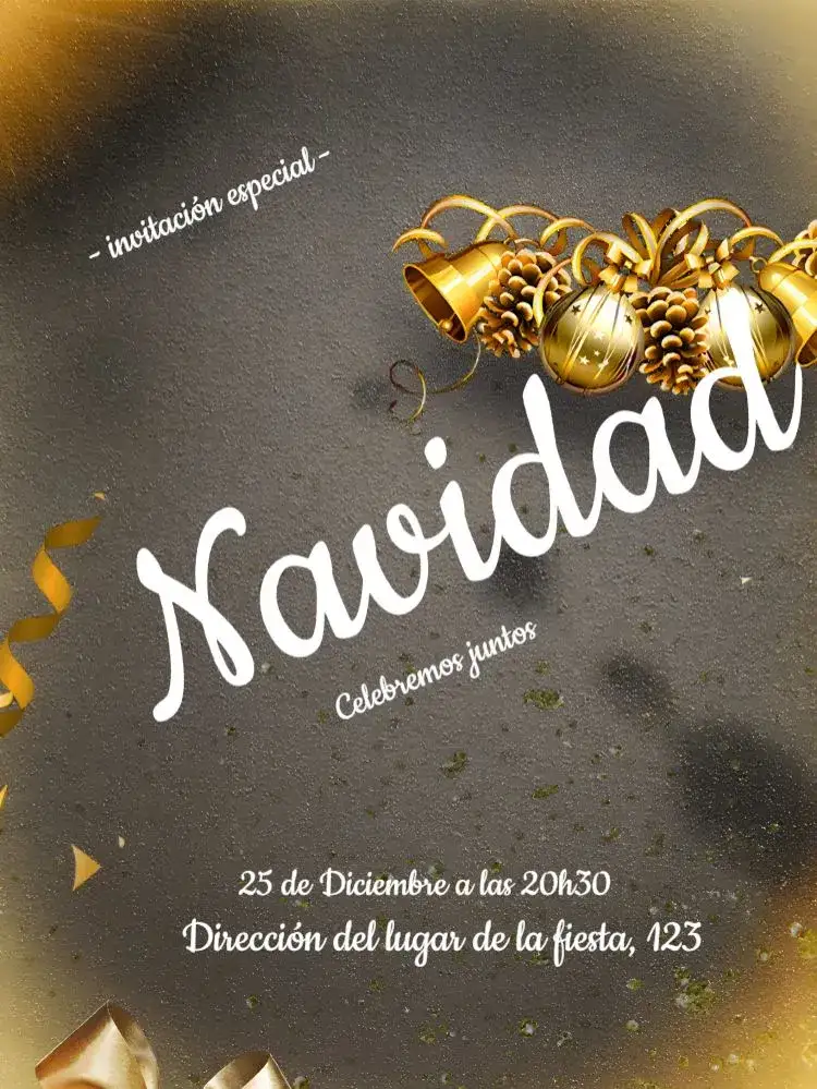 Invitación Navidad Final – tema Fechas Conmemorativas dorado, rojo, verde, minimalista, tradicional, festivo