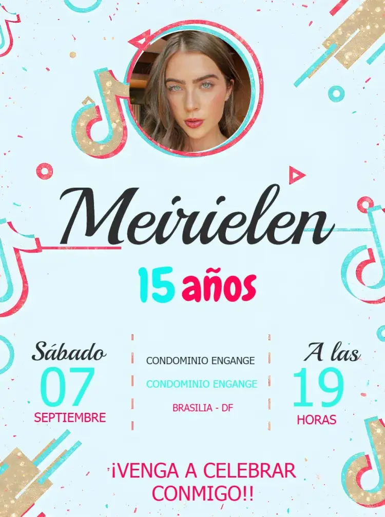 Invitación Tik Tok Con Foto Colorida