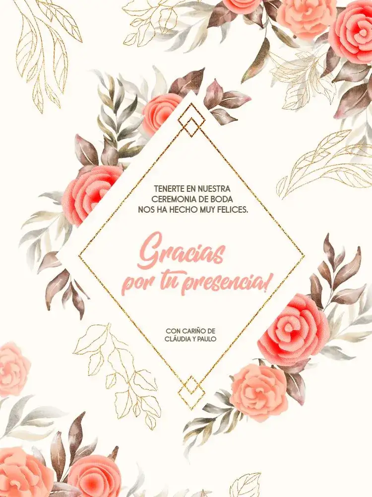 Tarjeta De Agradecimiento Presencia Boda Floral Fiesta