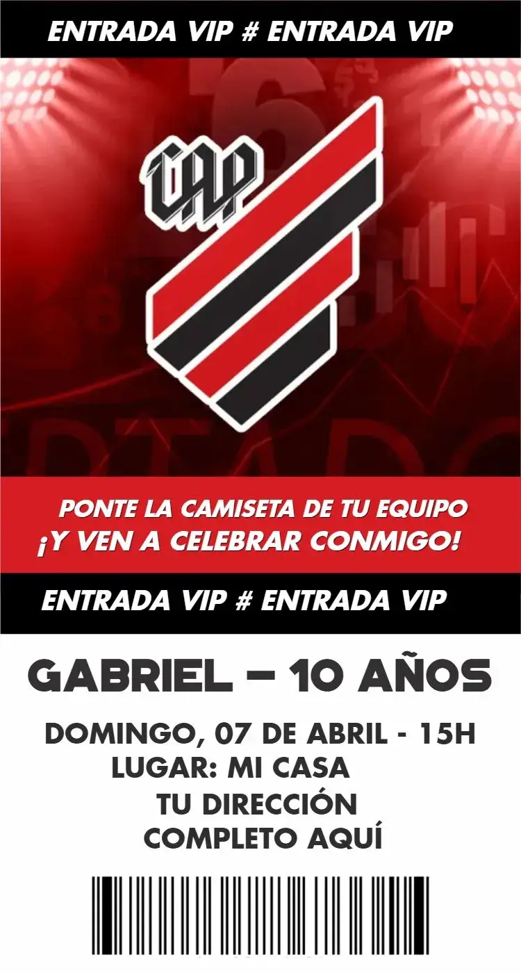 Invitación Athletico Paranaense entrada